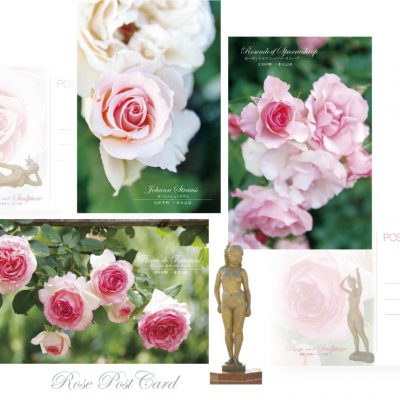 Post Card -「美しいバラと彫刻」(3枚セット)-